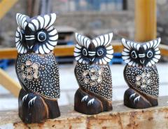 9953703 set of 3 owls 10 to 15 cm